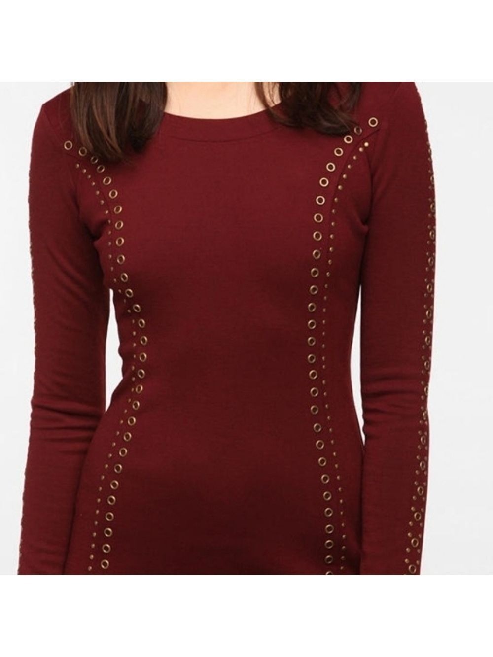 Lucca Couture burgundy mini dress with studded details. EUC. Size XS